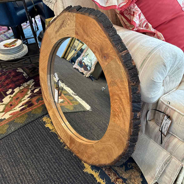 Round Timber Edge Mirror