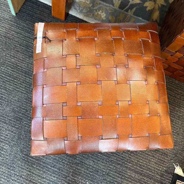 Woven Leather Ottoman