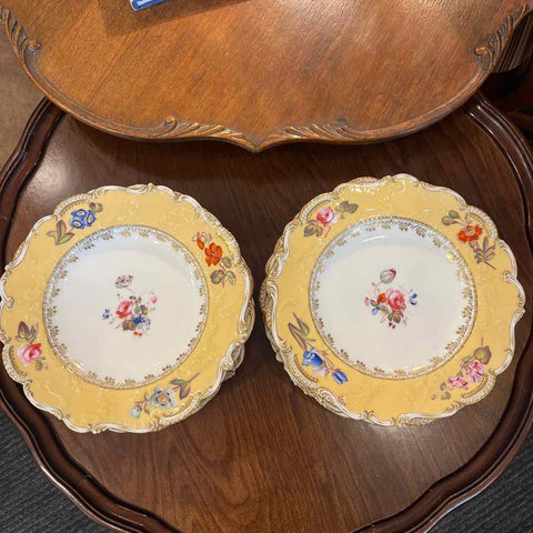 12 Antique Floral Luncheon Plates