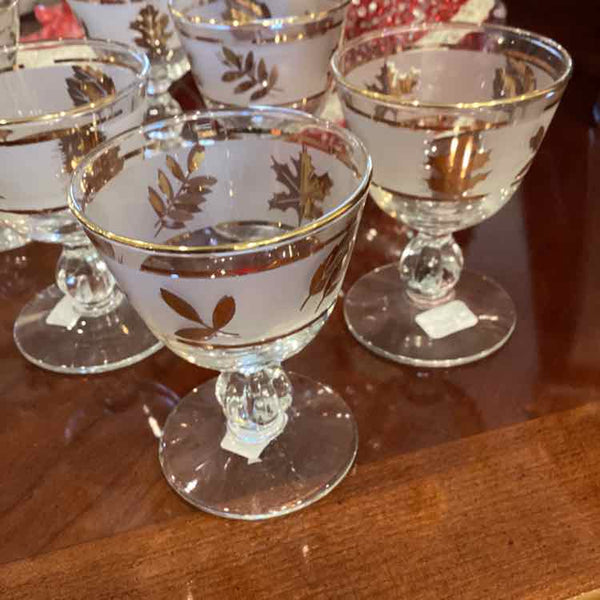 Set of 12 Sherry Glasses with Gold Leaves