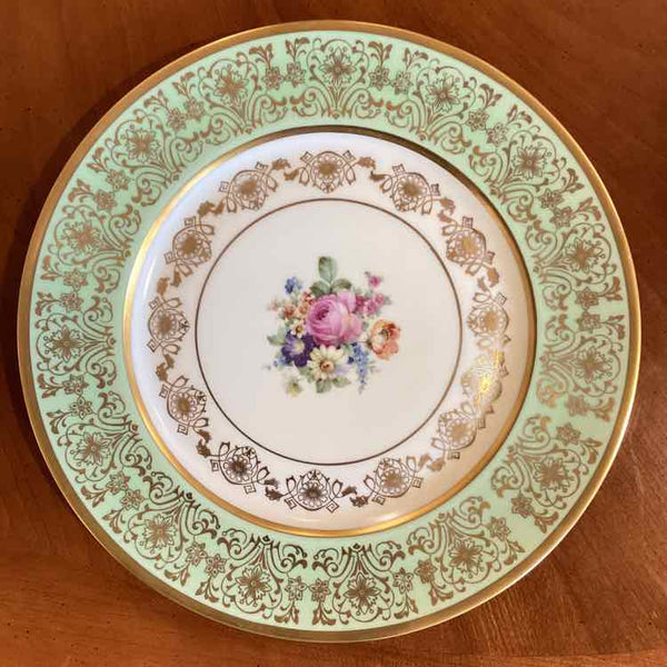 Pickard Floral Plate With Green Rim