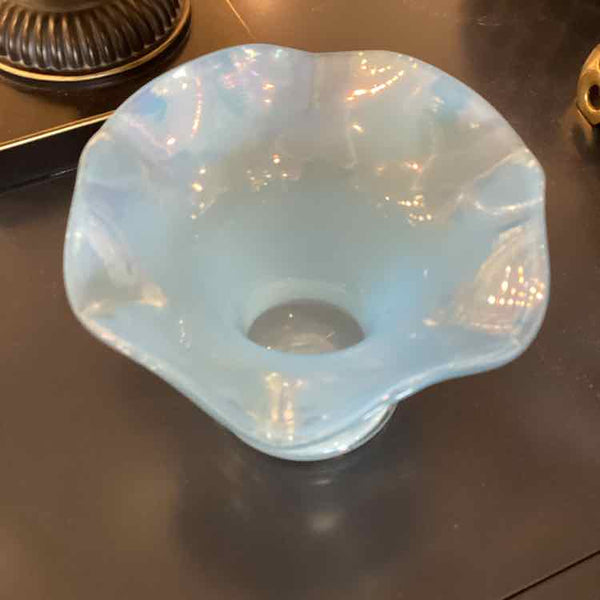 Hand Blown Blue Scalloped Vase