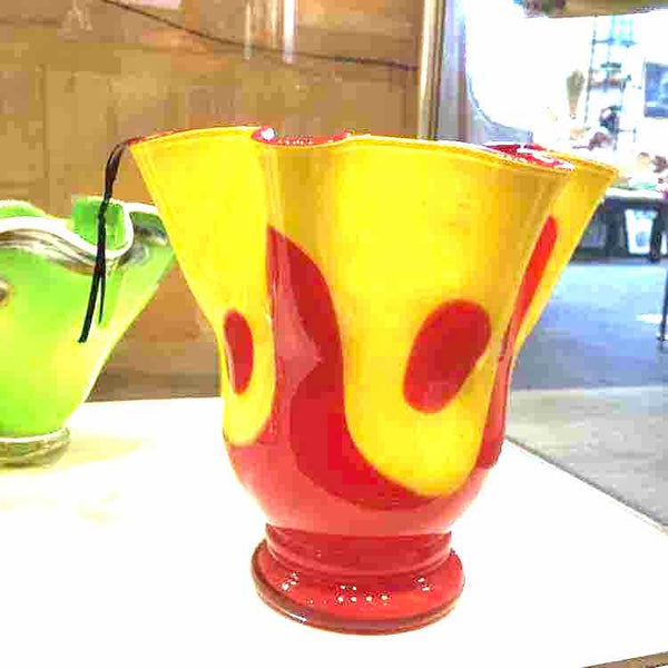 Mid Century Red And Yellow Vase