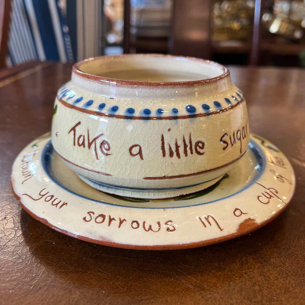 Antique English Plate And Sugar Bowl