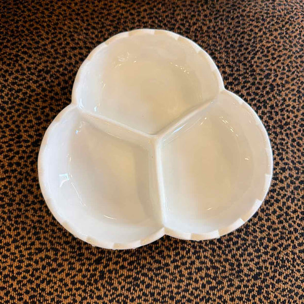 Fenton Hobnail Milk Glass 3 Section Dish