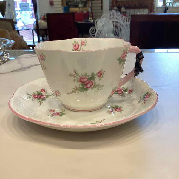 Shelley Pink Roses Cup and Saucer