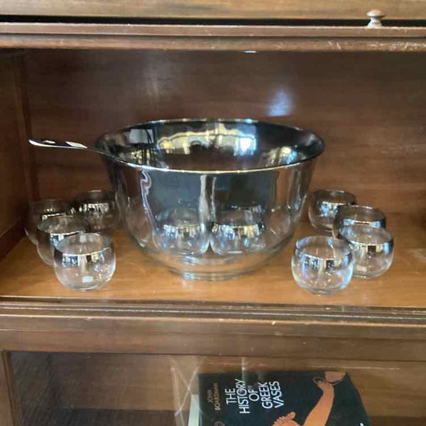Punch Bowl With 12 Glasses And Ladle