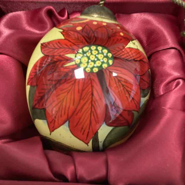 Poinsetta Ornament - Nequa Reverse Hand-painted