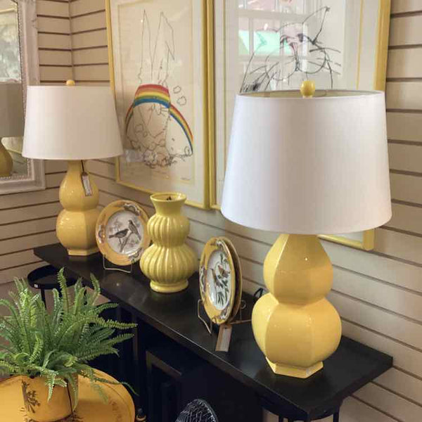 Pair Of Contemporary Yellow Ceramic Lamps