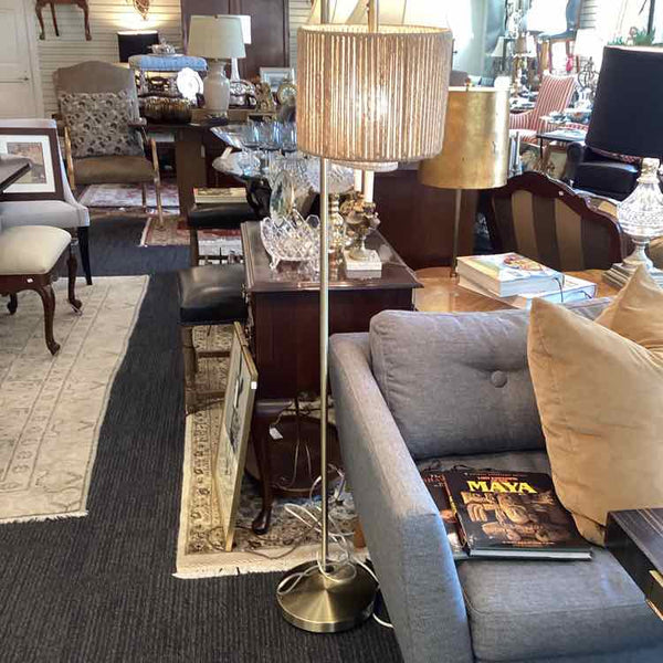 "Brass-like" Floor Lamp - String Shade