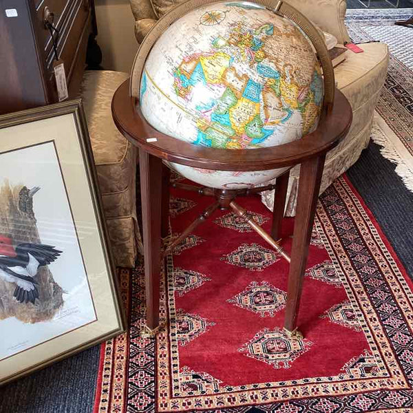 Floor Globe On Wood Stand With Casters