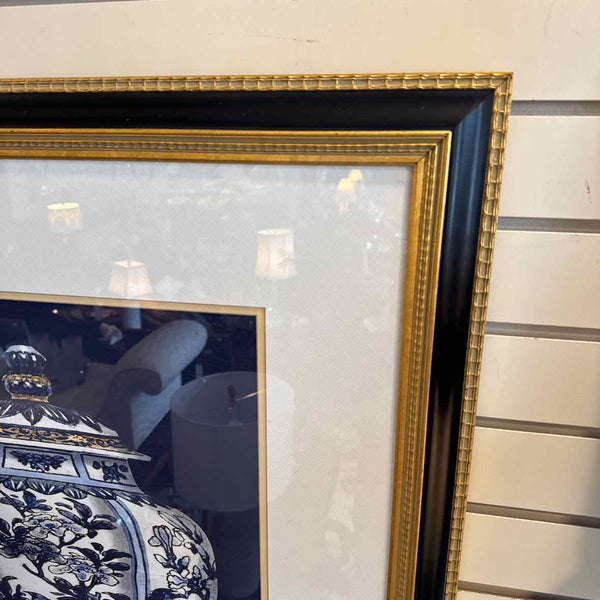 Framed Blue & White Urn