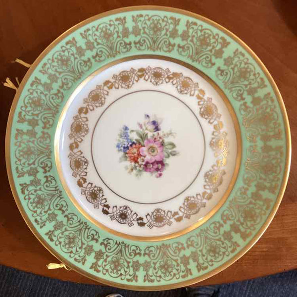 Pickard Floral Plate With Green Rim