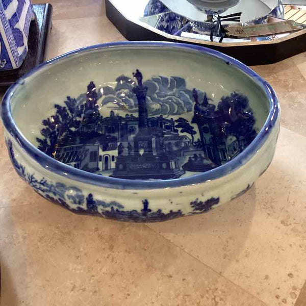 Flow Blue Oval Bowl