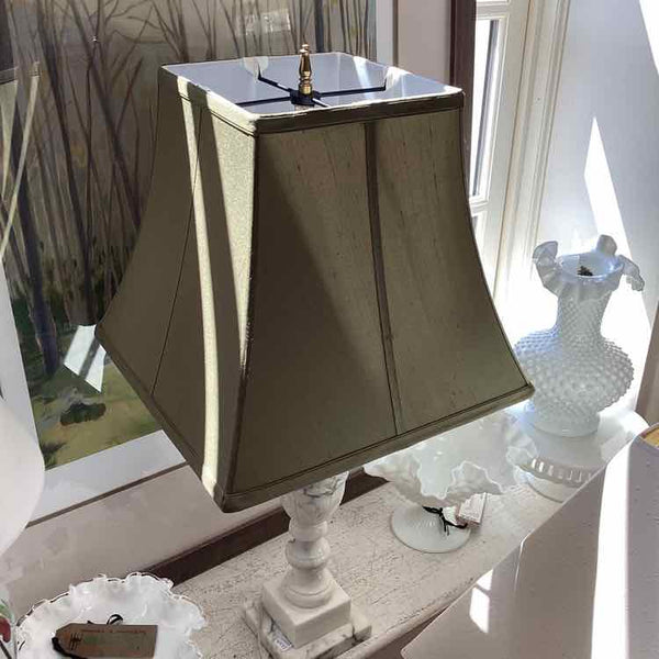 Alabaster Lamp with Green Shade