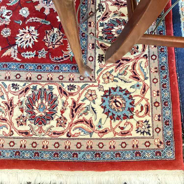 Red, Cream, Light Blue Oriental Rug