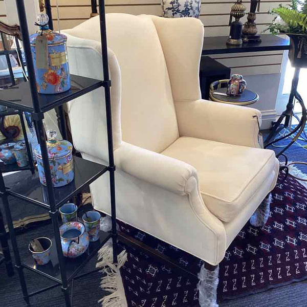 Ivory Chippendale Wing Back Chair