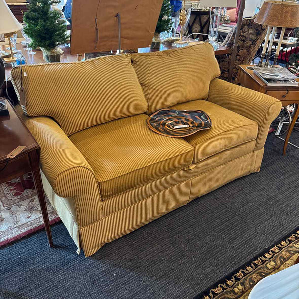 Ethan Allen Khaki & Red Striped Loveseat