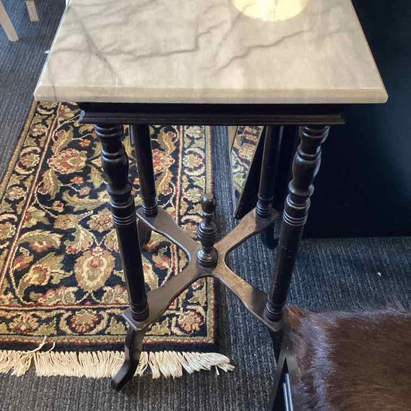 Black Marble Top Wooden Spindle  Table