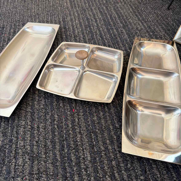 Three Stainless Steel Serving Pieces