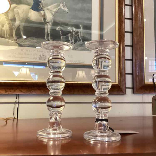 Pair Of Glass  Bubble Candlesticks
