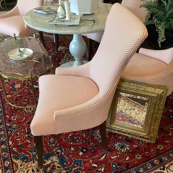 Two Salmon Upholstered Chairs