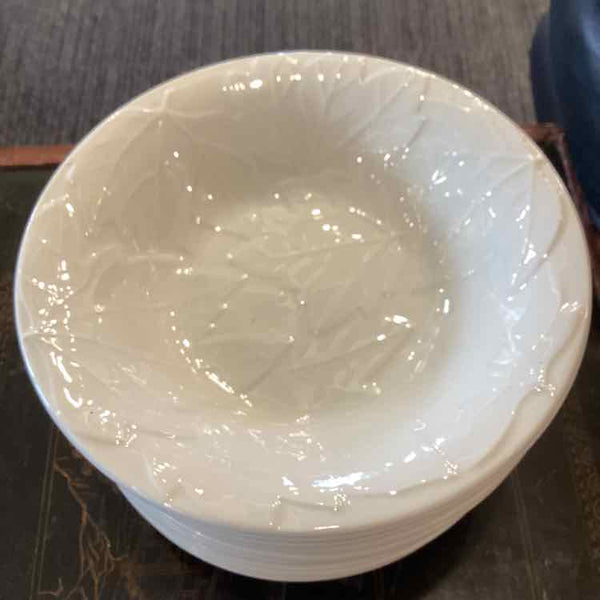 White Soup Bowls with Leaf Design
