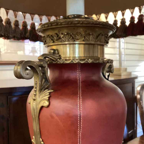 Brass And Leather Base Lamp