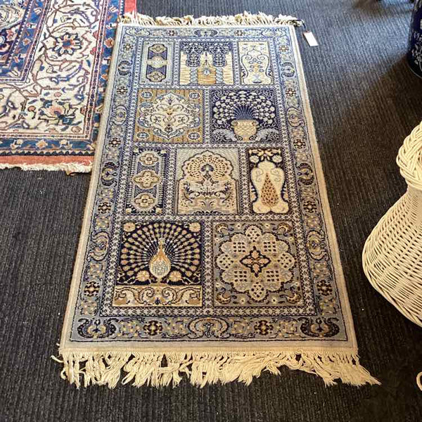Blue And Ivory Handmade Runner
