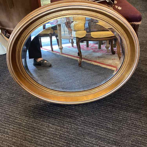 Oval Gold Beveled Mirror