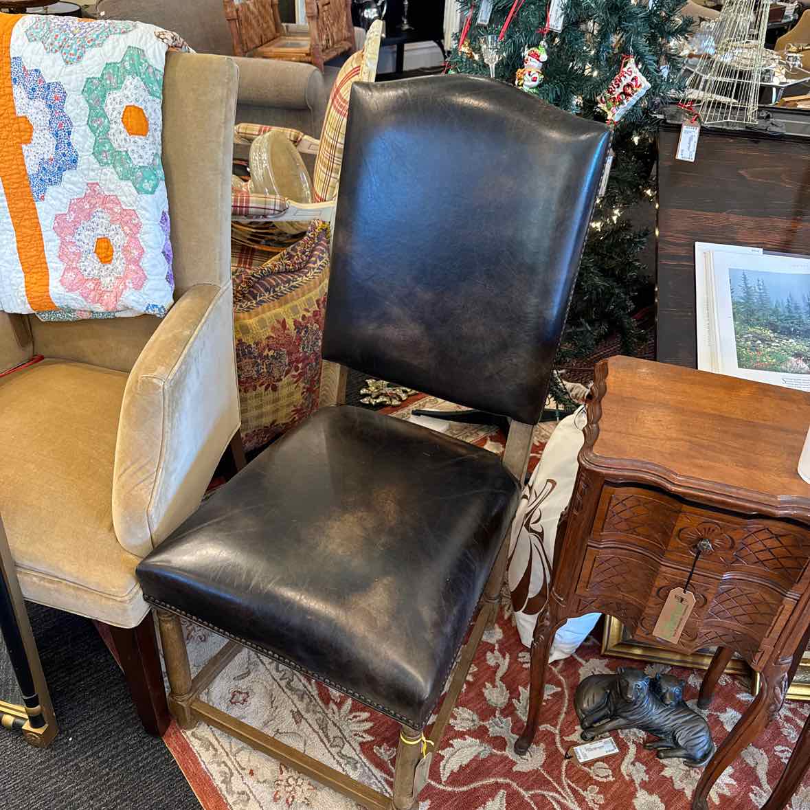 Rustic Leather Side Chair