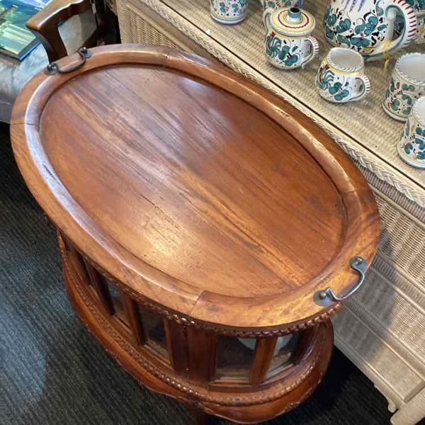 "As Is" Oval Fruitwood Table w/Tray