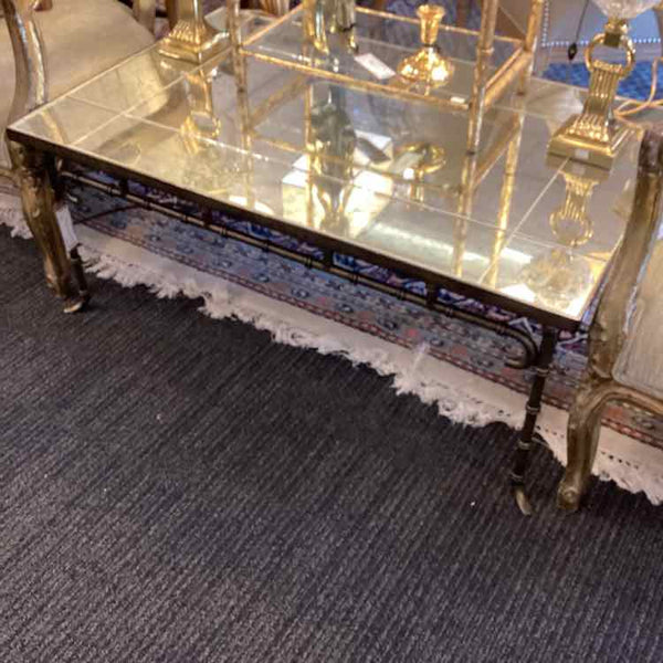 Brass And Mirrored Glass Coffee Table