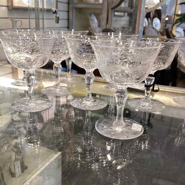 Set of 9  Webb Corbett Crystal Sherbet Glasses