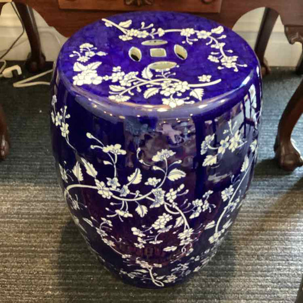 Blue Leaf and Petal Garden Stool