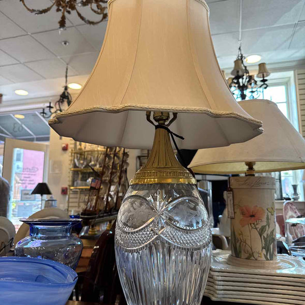 Crystal And Brass Lamp With Shade