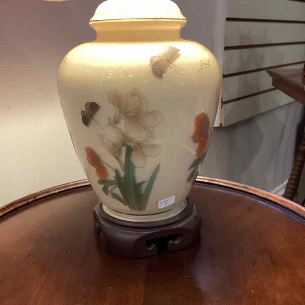 Floral Lamp with Pink Shade