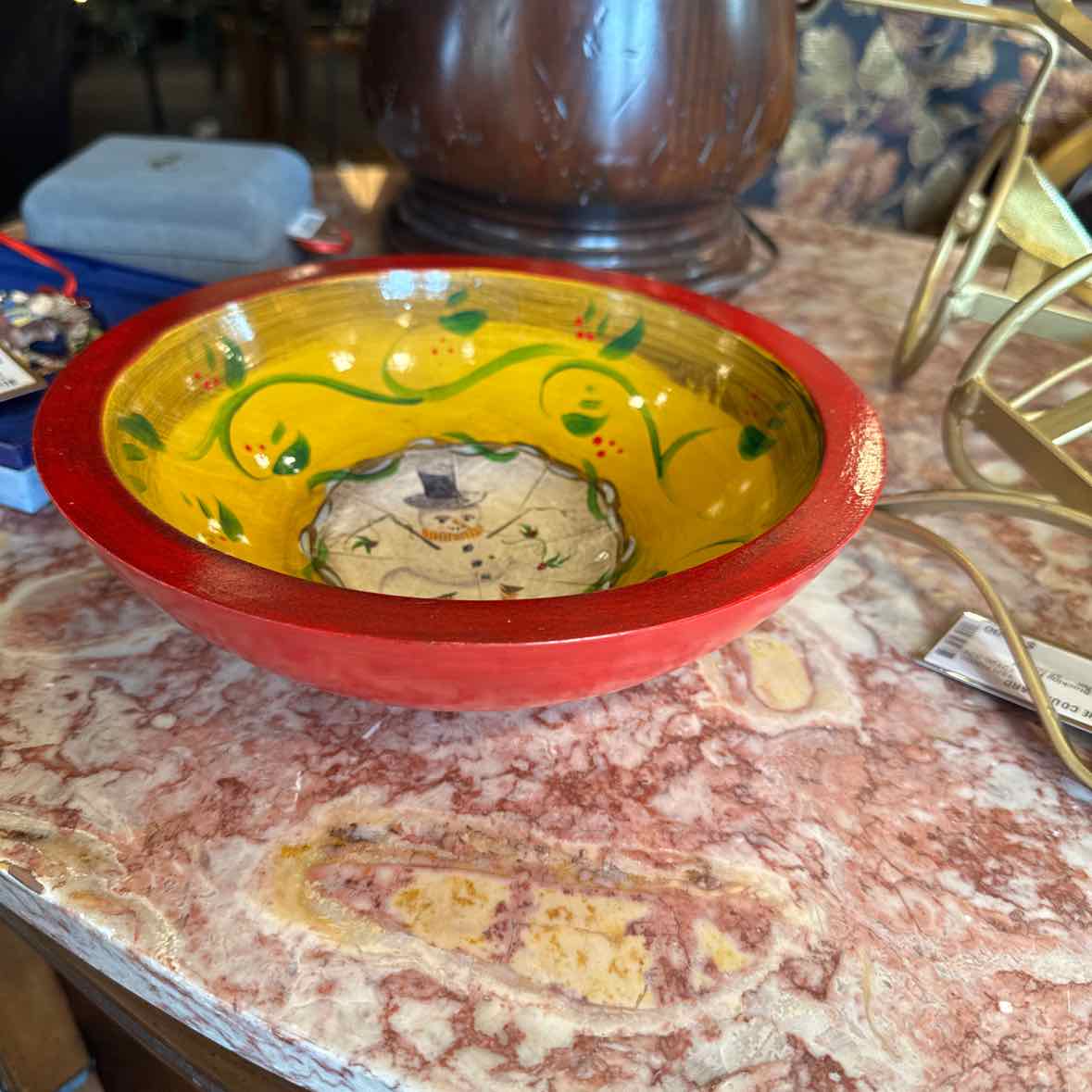 Handpainted Decoupage Bowl  (Signed P. Munroe)