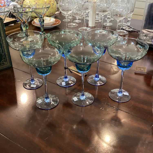 Blue Margarita Glasses - Set of 6