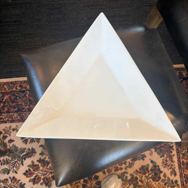 White Crate & Barrel Ceramic Triangular Dish