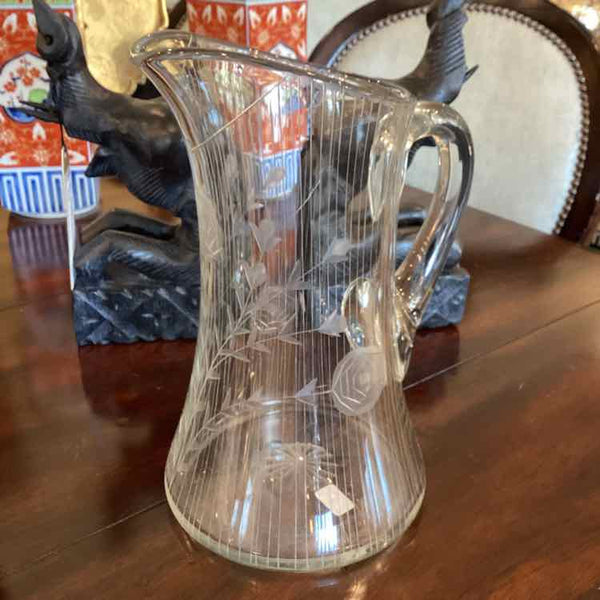 Pitcher with Etched Flowers