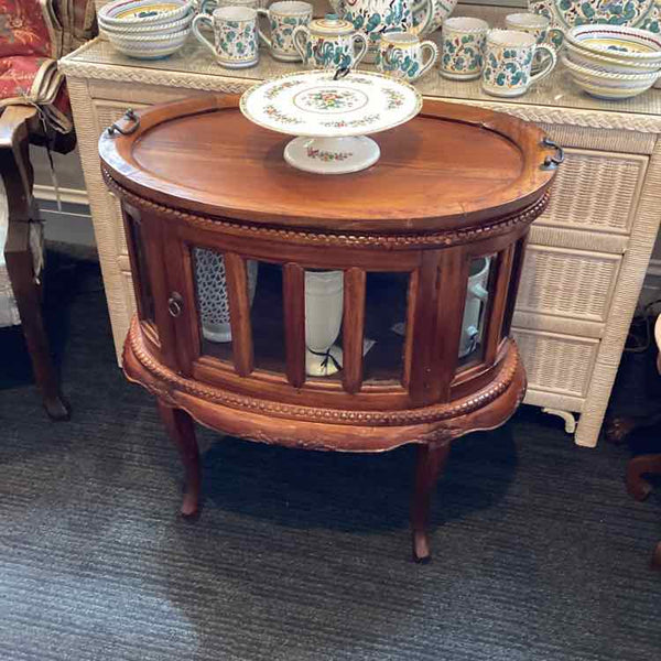 "As Is" Oval Fruitwood Table w/Tray