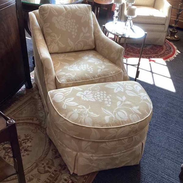 Jessica Charles Chair & Ottoman  -  Ivory