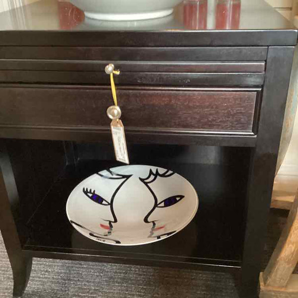 Arhaus Black End Table w/Drawer & Slide Out Shelf