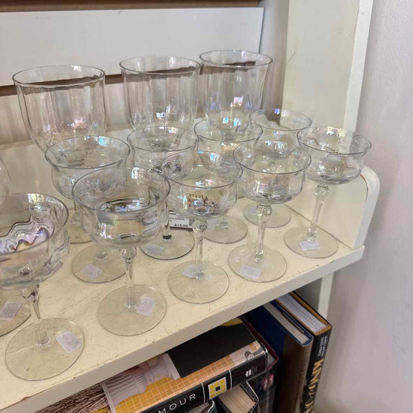 12 Iridescent Vintage Cordial Glasses