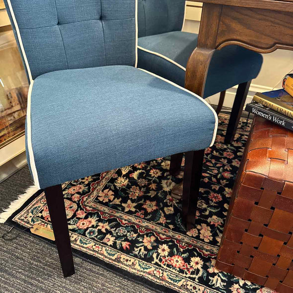 Set of 4 Navy/White Upholstered Side Chairs