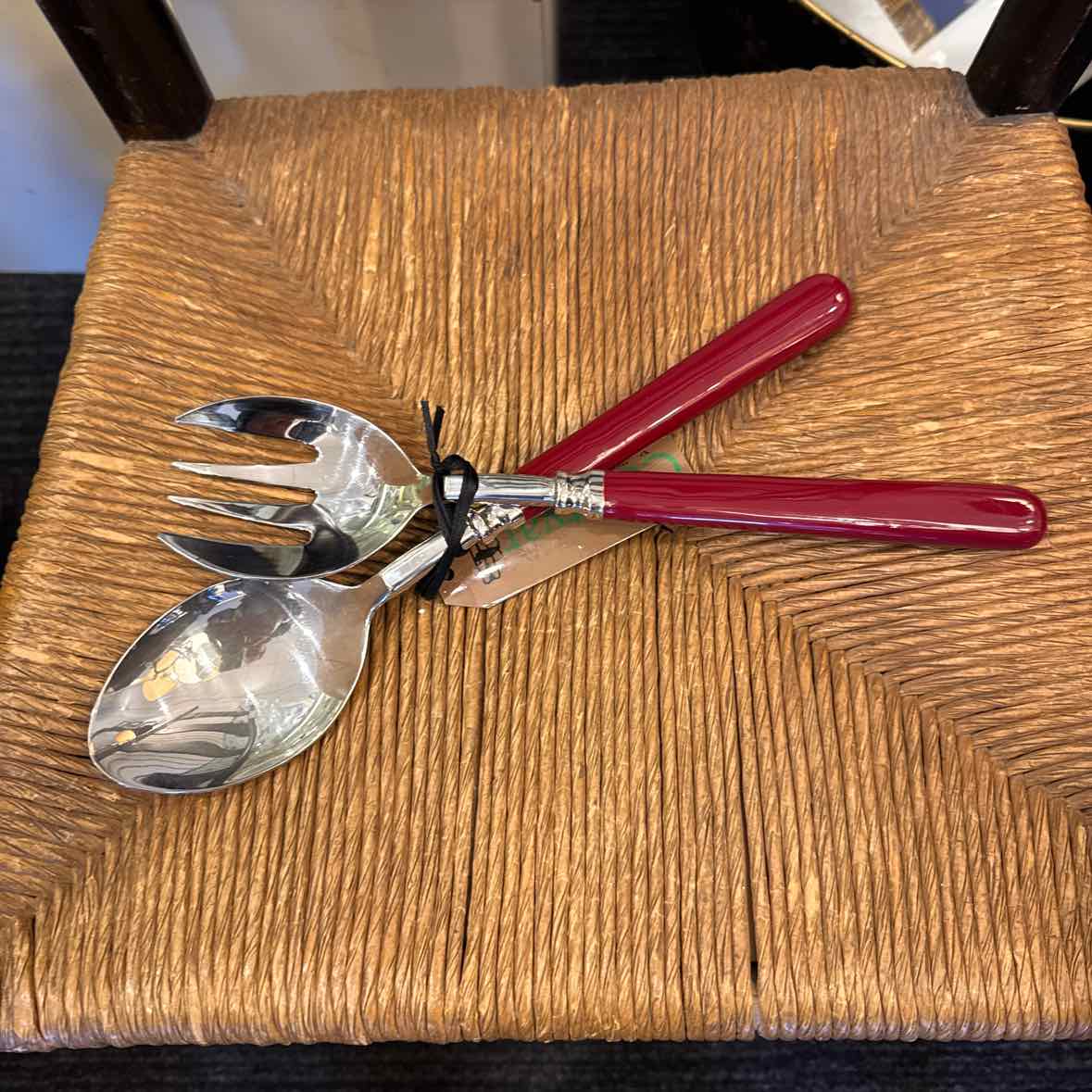 Cranberry Stainless Server Set