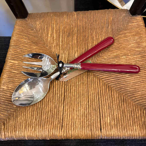 Cranberry Stainless Server Set