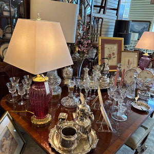 Pair of Cranberry Lamps