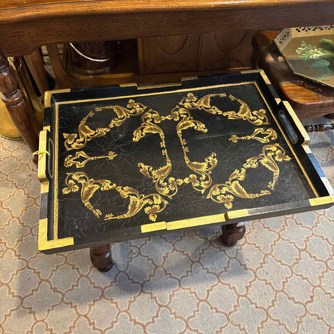 19" Tole Tray With Flowers